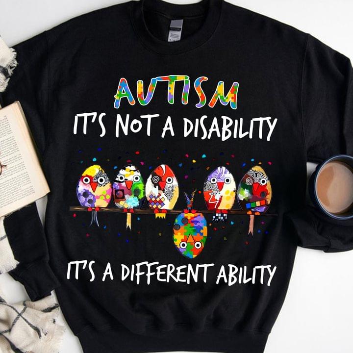 Autism It's Not A Disability It's A Different Ability Colorful Parrots Shirt