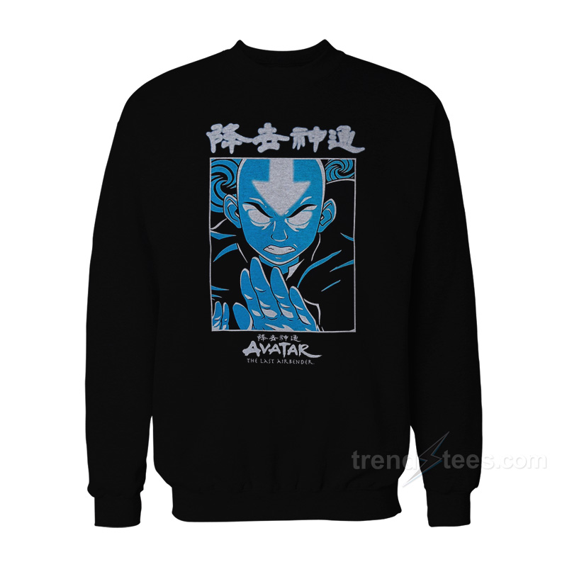 Avatar The Last Airbender Blue & White Aang Portrait Sweatshirt