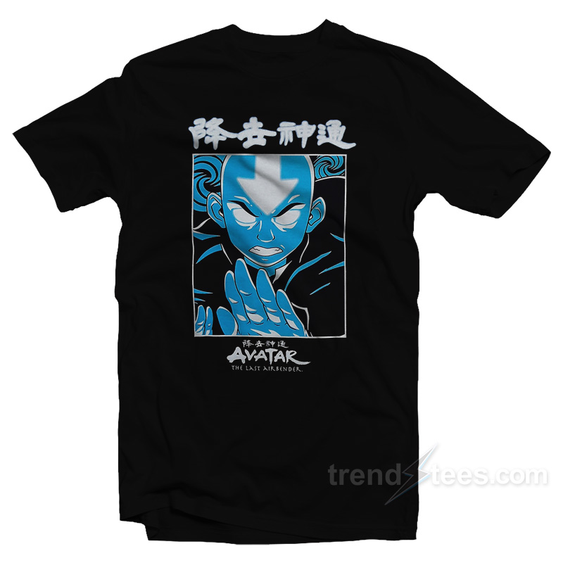 Avatar The Last Airbender Blue & White Aang Portrait T-shirt