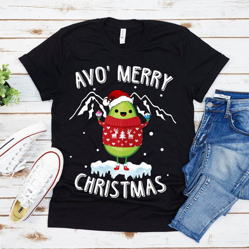 Avo' Merry Christmas Avocado And Snow T-shirt Sweatshirt Hoodie