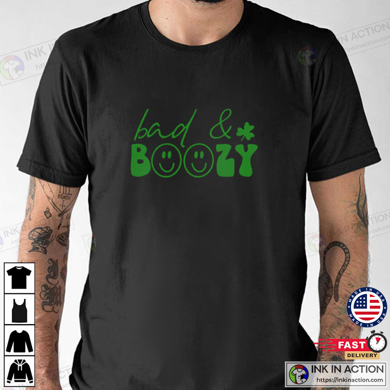Bad And Boozy Smiley Face, St Patrick’s Day Unisex T-shirt
