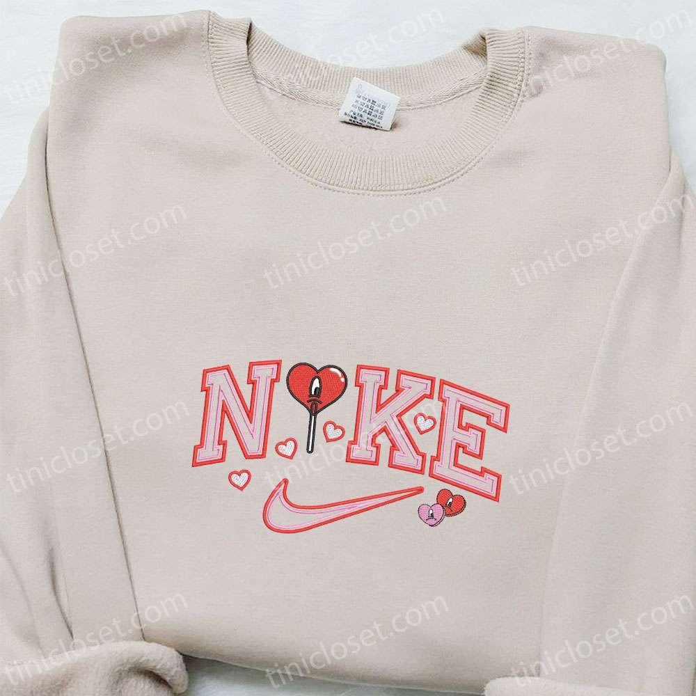 Bad Bunny Heart Lollipop X Nike Embroidered Shirt, Valentine’s Day Embroidered Hoodie, Best Gifts For Girlfriend