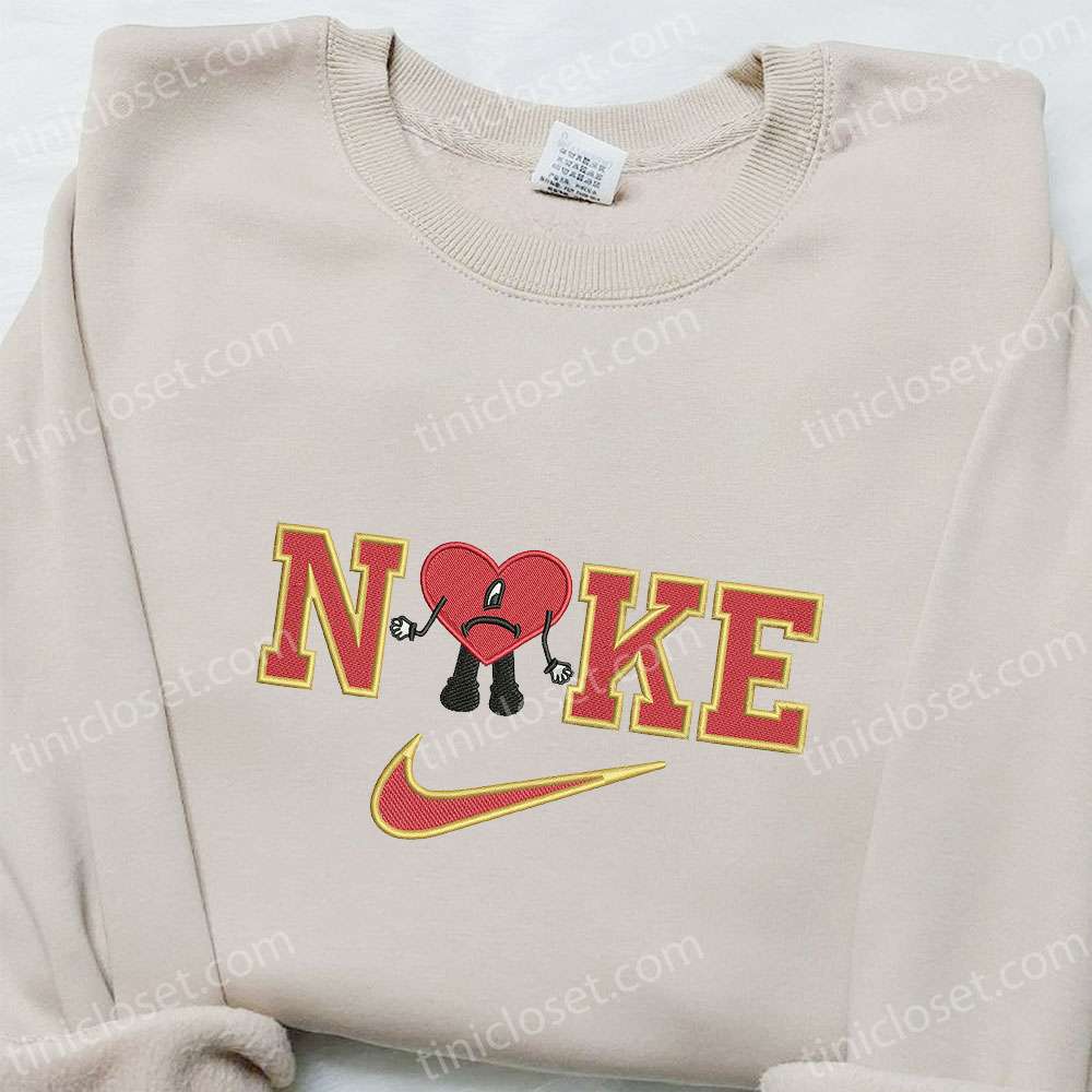Bad Bunny X Nike Embroidered Shirt, Nike Inspired Embroidered Shirt, Best Valentine’s Day Gift Ideas