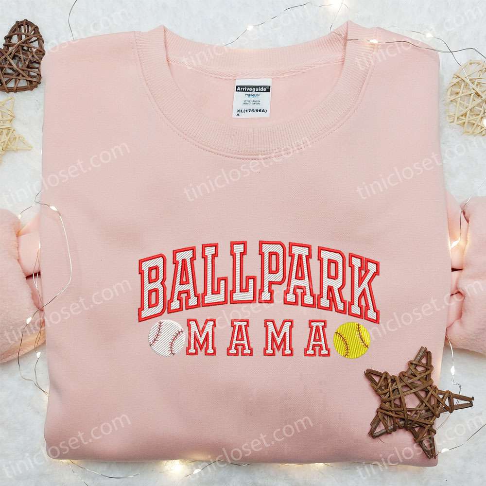Ballpark Mama Embroidered Shirt, Mother’s Day Embroidered Hoodie, Best Gift For Mom