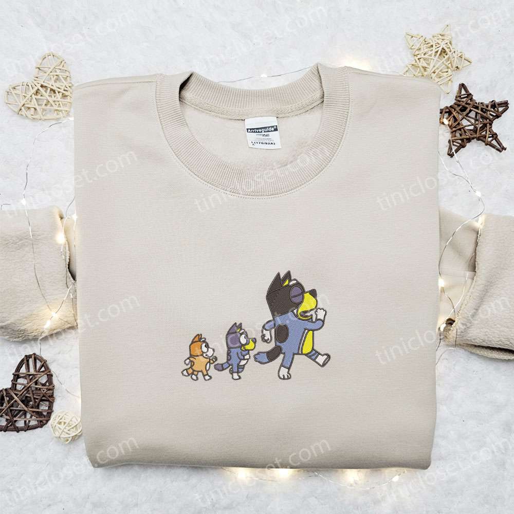 Bandit Bluey Bingo Embroidered Shirt, Bluey Cartoon Embroidered Hoodie, Best Father’s Day Gift Idea