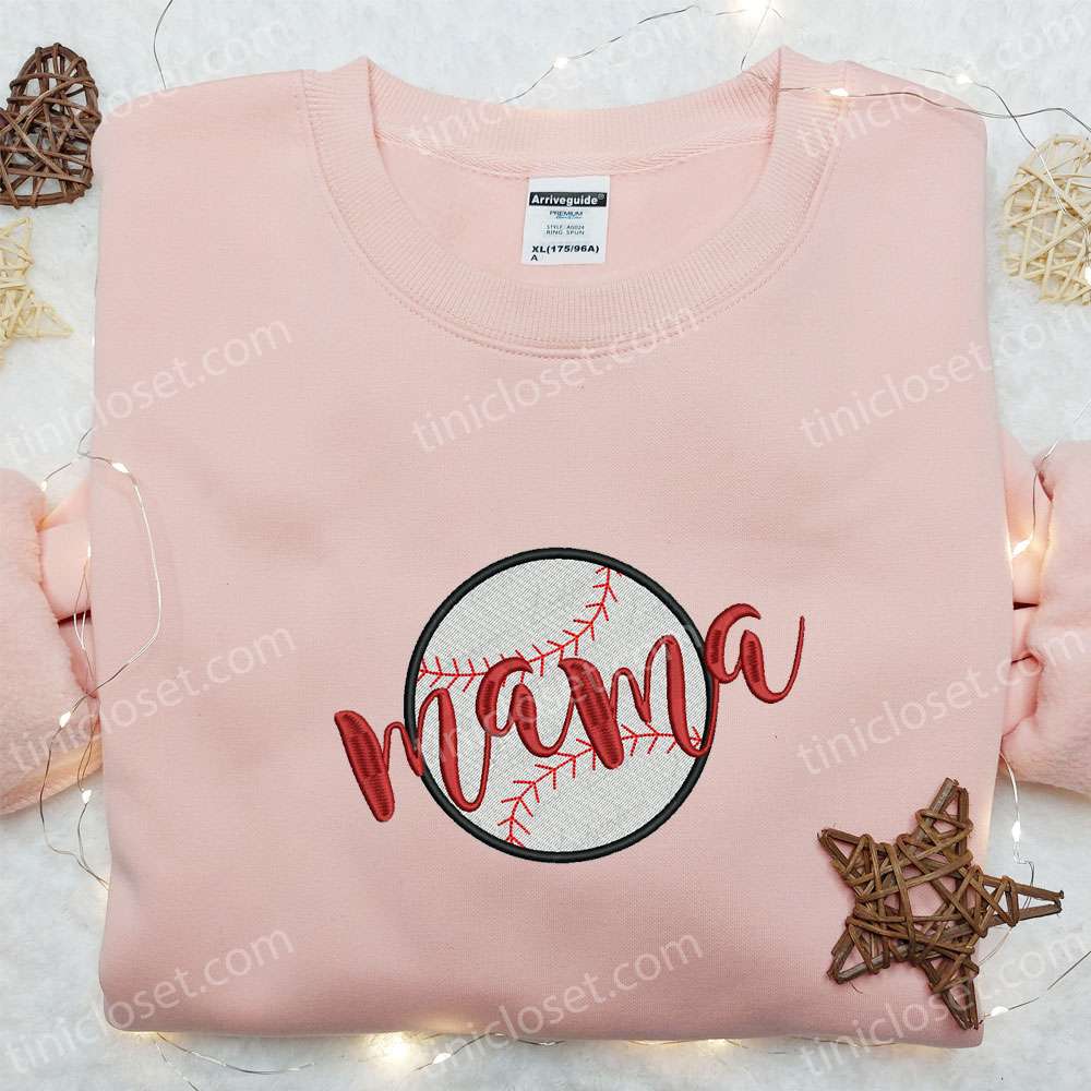 Baseball Mama Embroidered Sweatshirt, Sports Embroidered Shirt, Best Mother’s Day Gift Ideas