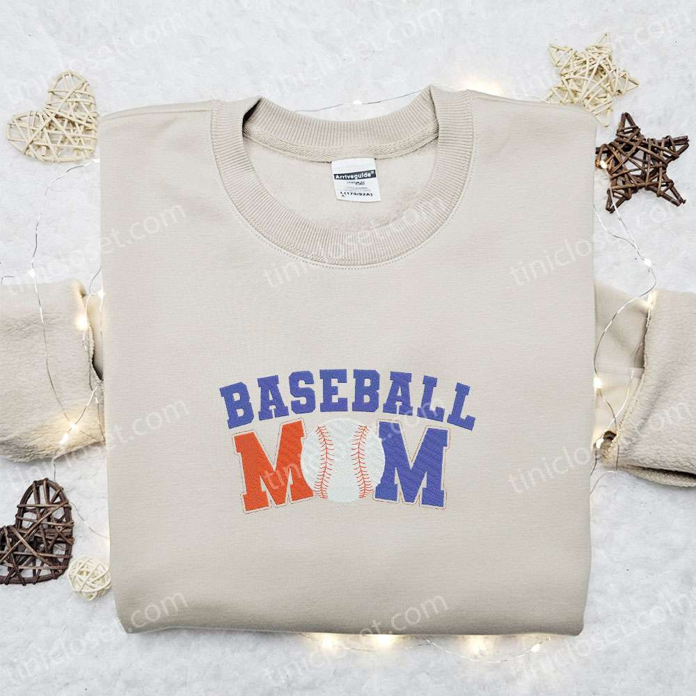 Baseball Mom Embroidered Shirt, Mother’s Day Embroidered Hoodie, Best Gift For Mom