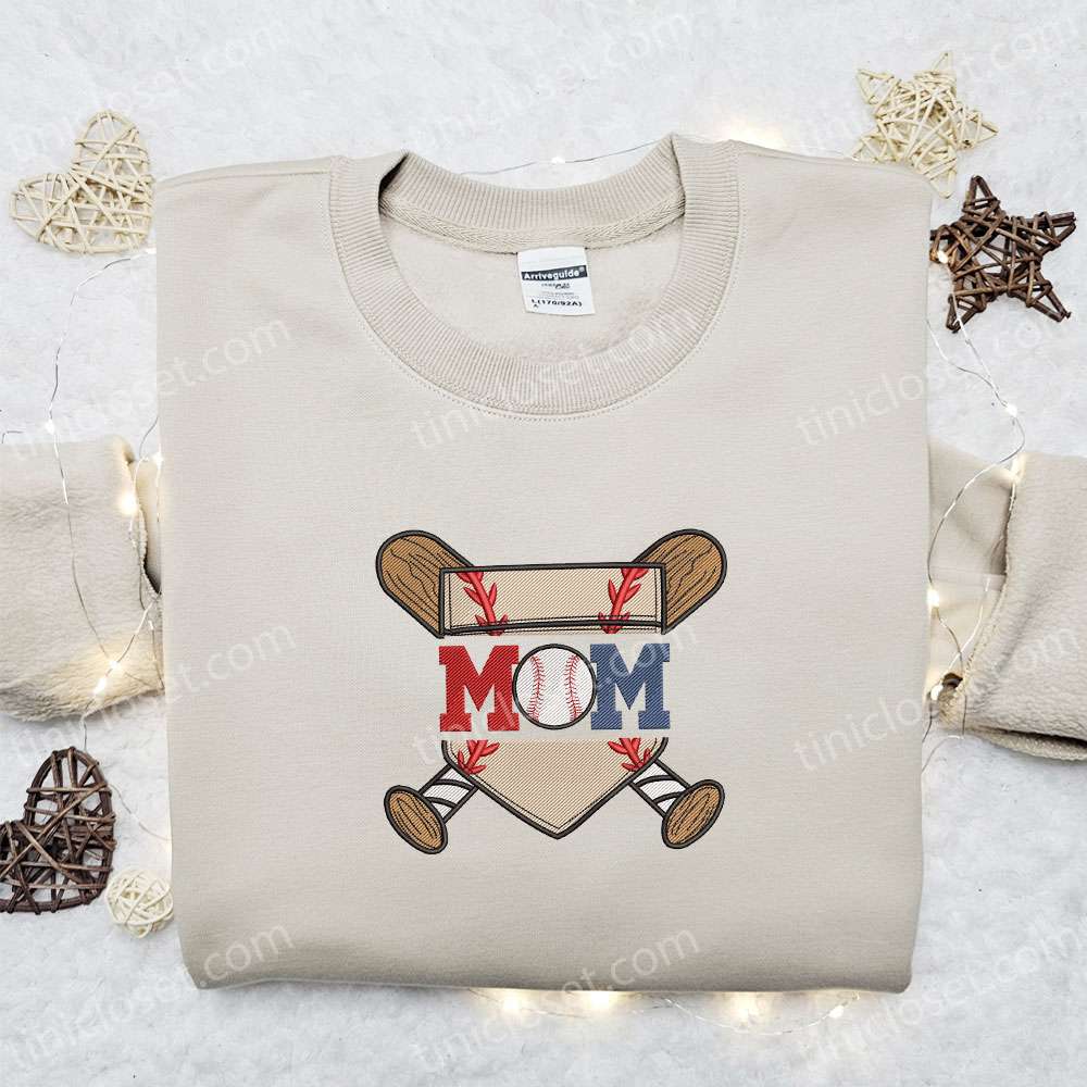 Baseball Mom Embroidered Shirt, Sports Embroidered Hoodie, Best Mother’s Day Gift Idea