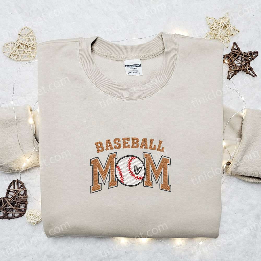 Baseball Mom Embroidered Shirt, Sports Embroidered Hoodie, Cute Mother’s Day Gift
