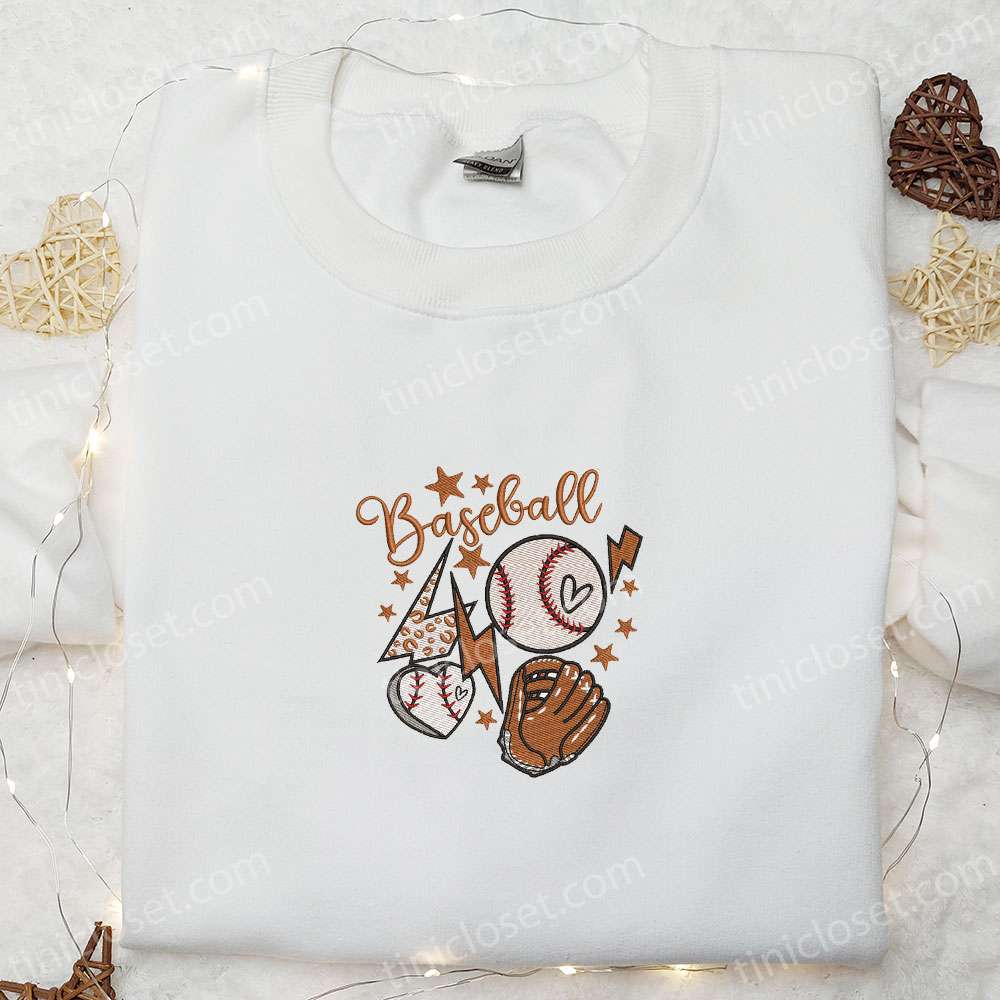 Baseball Mom Life Embroidered Shirt, Sports Embroidered Hoodie, Best Mother’s Day Gift Idea
