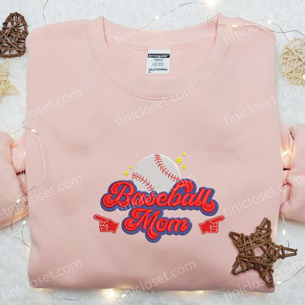 Baseball Mom Retro Embroidered Shirt, Sports Embroidered Shirt, Best Mother’s Day Gift Ideas