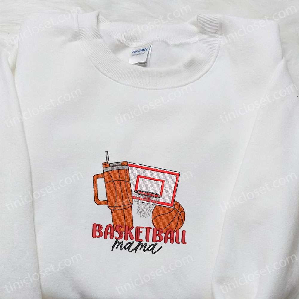 Basketball Mom Embroidered Shirt, Sports Embroidered Shirt, Best Mother’s Day Gift Ideas