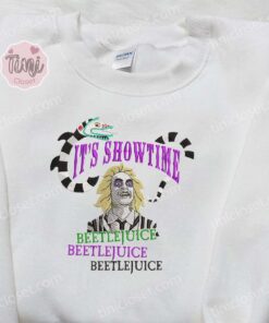 Beetlejuice And Sandworm It’s Showtime Halloween Embroidered Shirt
