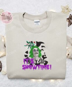 Beetlejuice With Sandworm It’s Showtime Halloween Embroidered Shirt