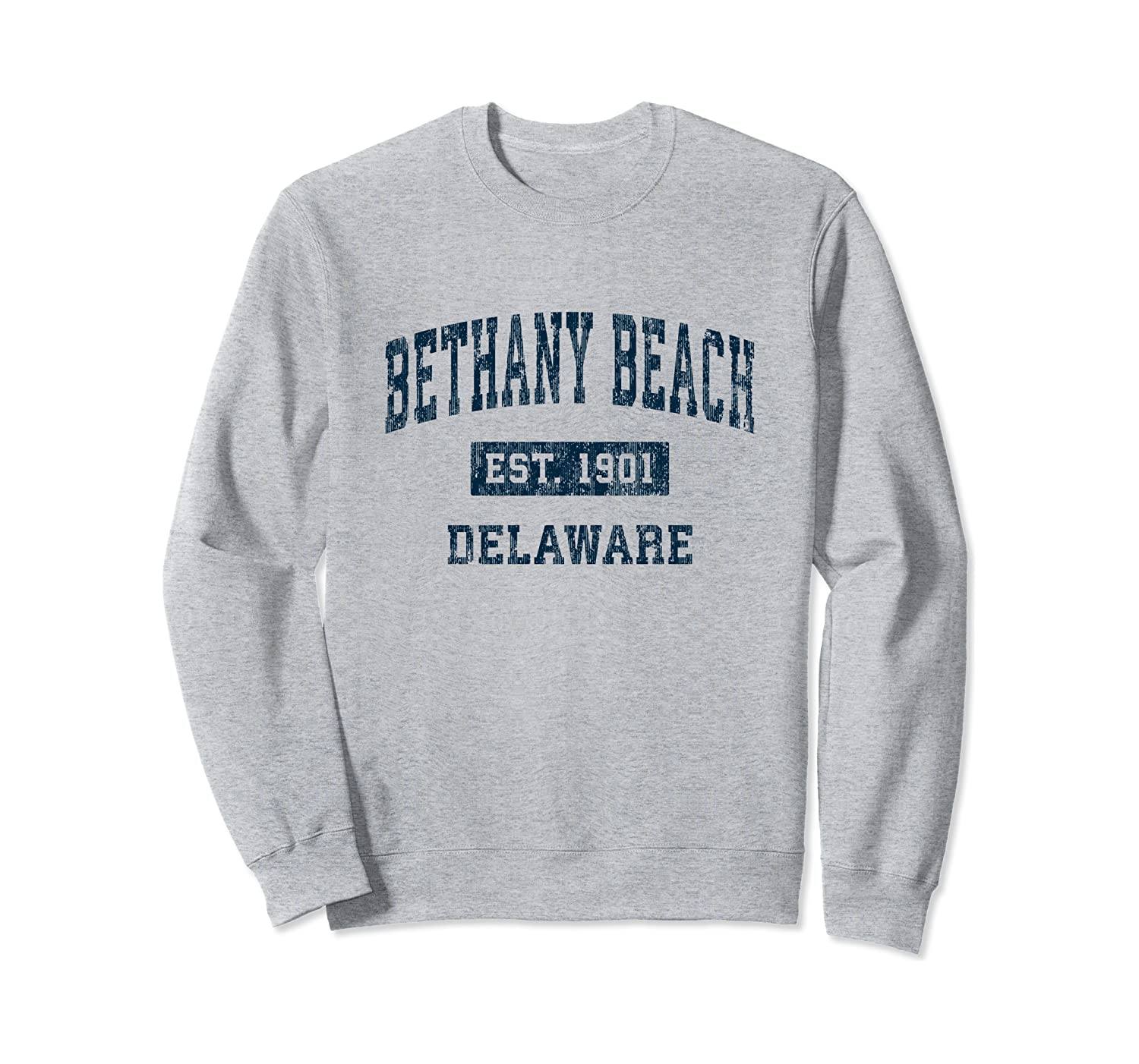 Bethany Beach Delaware De Vintage Sports Design Navy Print Sweatshirt