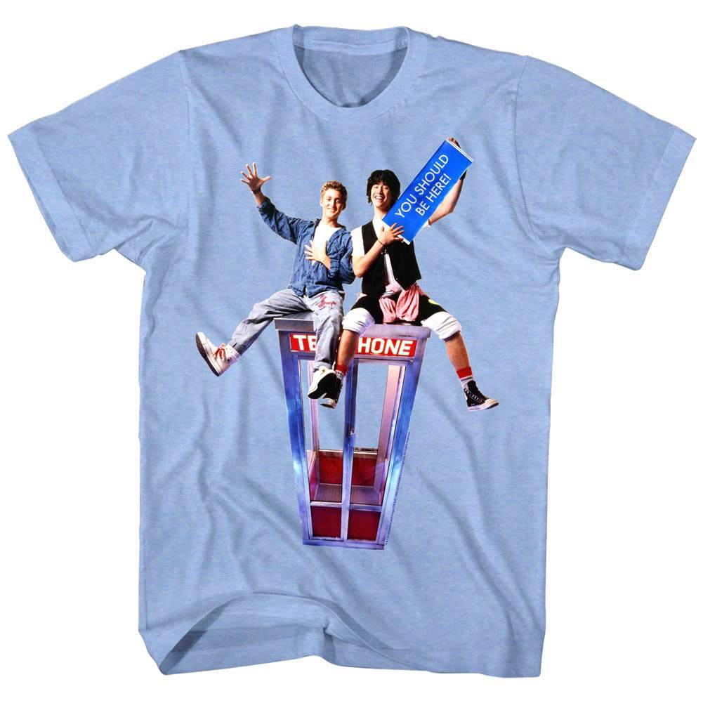 Bill & Ted On A Phone Booth Men’s T Shirt