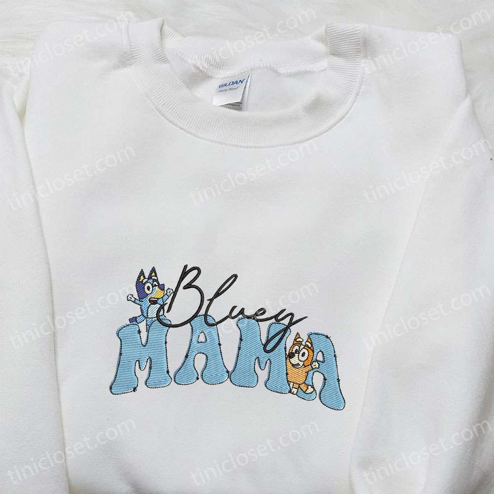 Bluey And Bingo Mom Embroidered Shirt, Disney Embroidered Shirt, Mother’s Day Gift Ideas