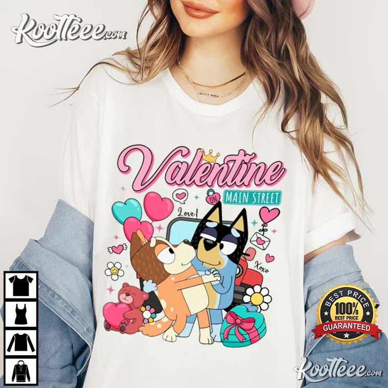 Bluey Couple Valentine’s Day On Main Street T-shirt