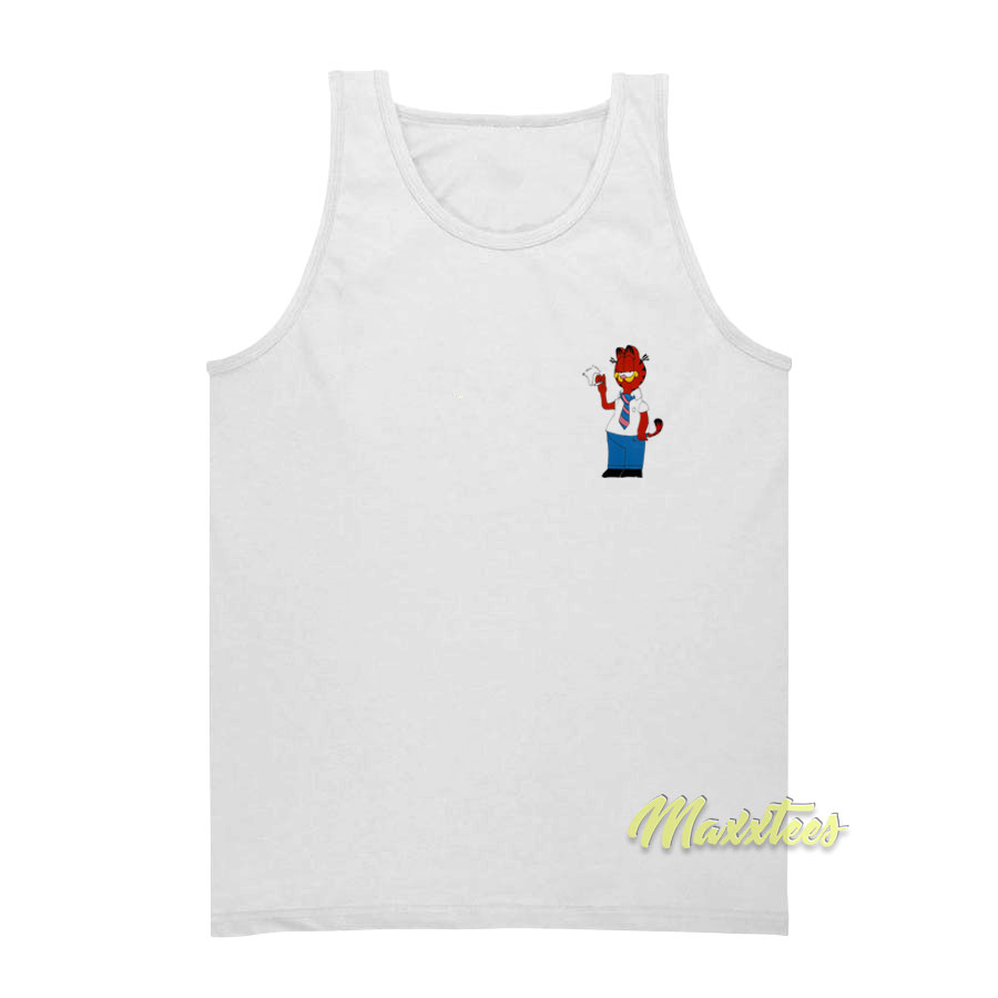 Bootleg Men's White Garfield Funny Tank Top