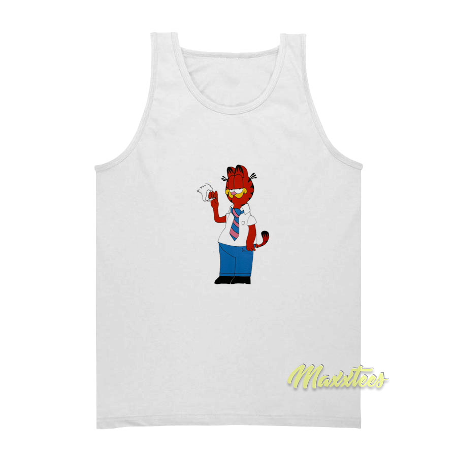 Bootleg Men's White Garfield Parody Tank Top