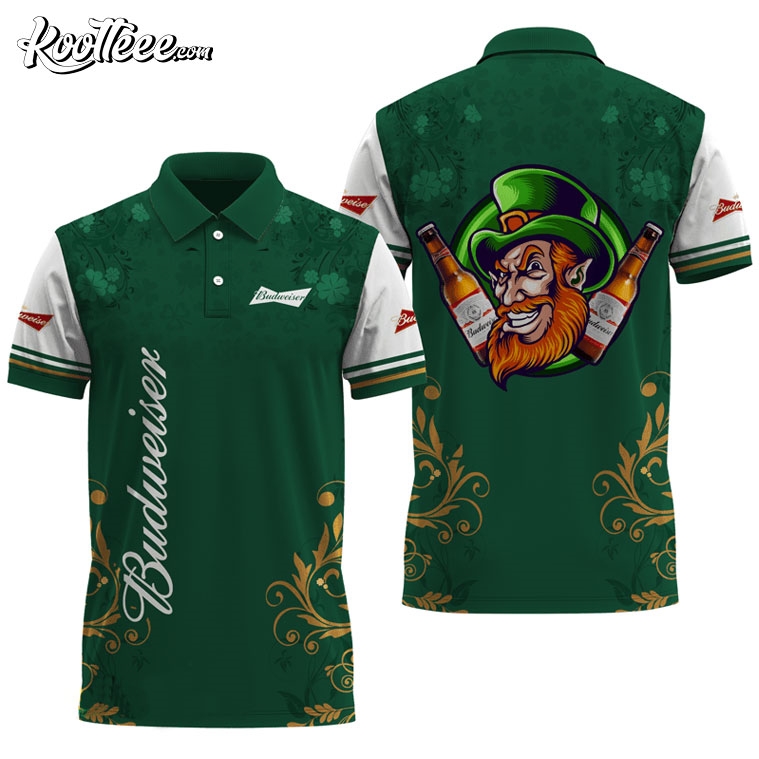 Budweiser Beer St Patrick’s Day Leprechaun Polo Shirt