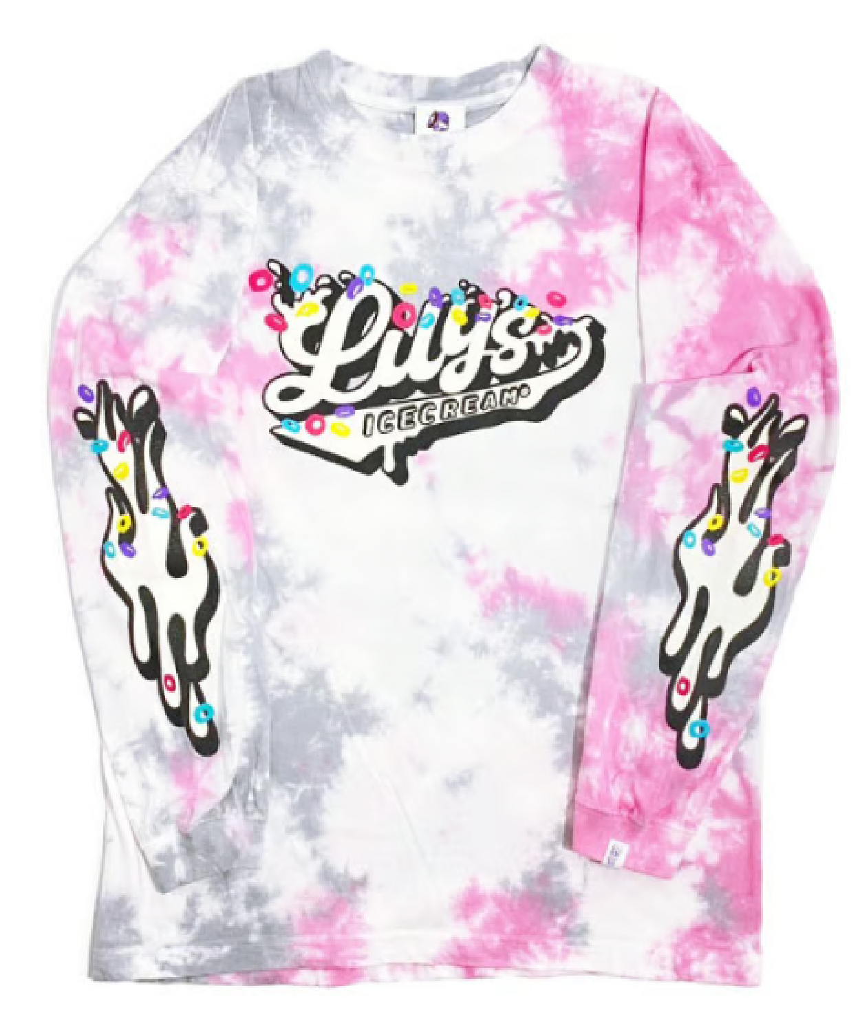 Cereal Logo Pink Tie Dye Long Sleeve Lily’s Ice Cream Shop
