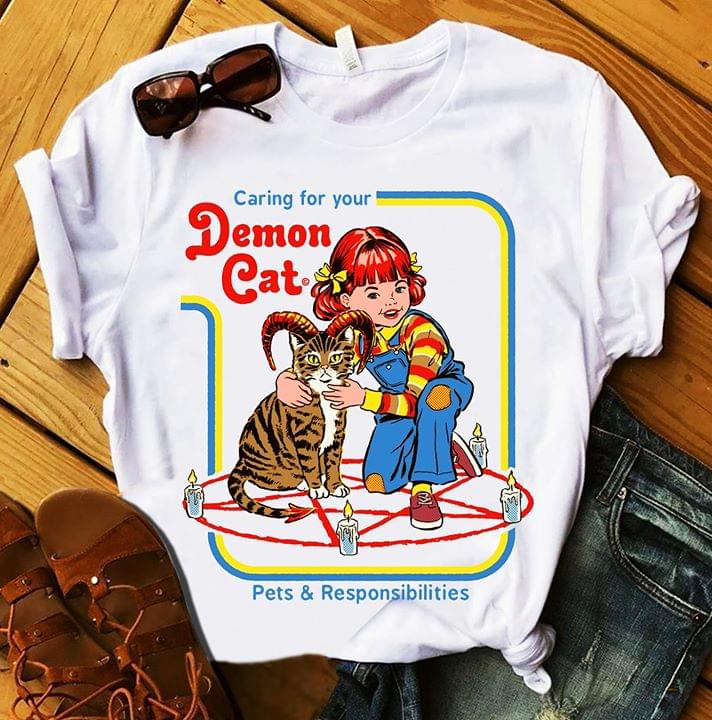 Cering For Your Demon Cat Pets & Responsibilities Shirt