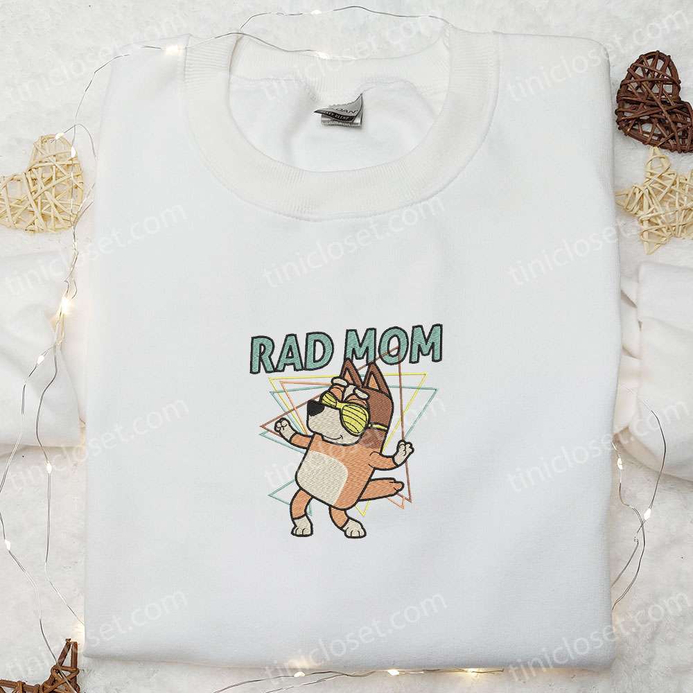Chilli Heeler Rad Mom Embroidered Shirt, Bluey Cartoon Embroidered Hoodie, Mother’s Day Gift Idea