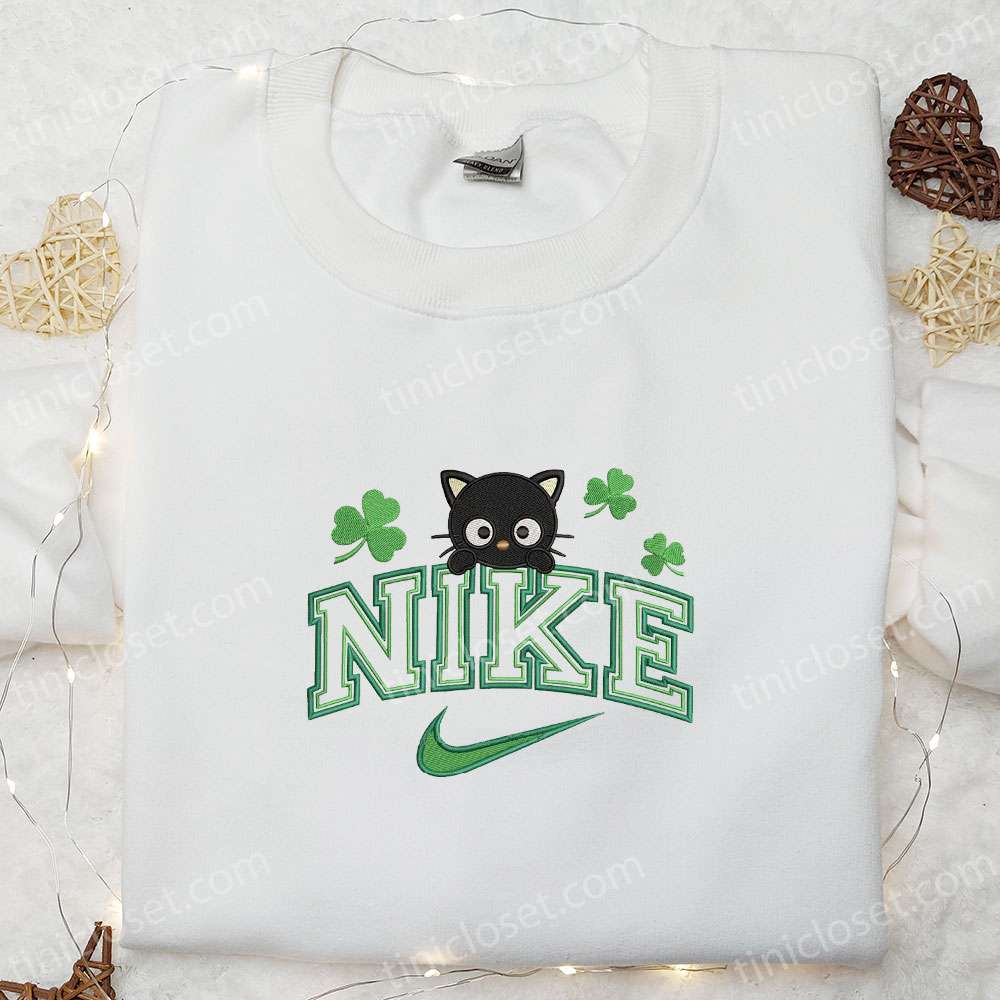 Chococat Shamrocks X Nike Embroidered Shirt, Anime Embroidered Hoodie, Best Saint Patrick’s Day Gift Idea