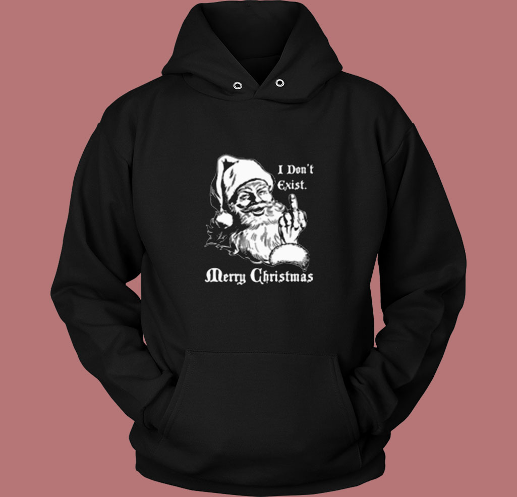 Christmas Santa Claus Quote I Don't Exist Vintage Hoodie