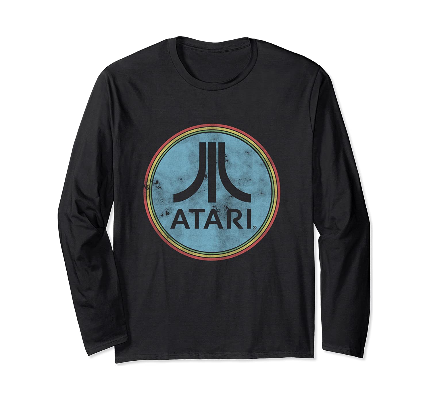 Classic Atari Logo In Blue Circle Arcade Game Long Sleeve Tshirt