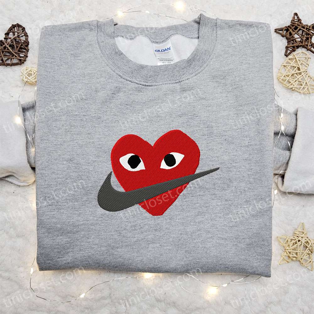 Comme Des Garcons X Nike Embroidered Hoodie, Nike Inspired Embroidered Shirt, Best Valentine’s Day Gift