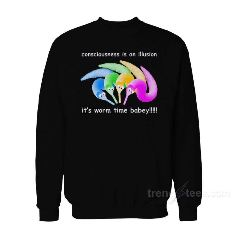 Consciousness Is An Illusion It's Worm Time Babey Sweatshirt