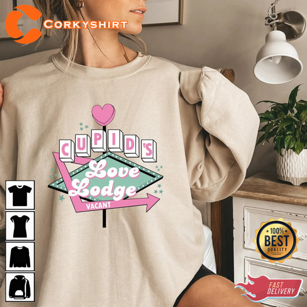 Cupid’s Love Lodge Women Valentines Day Heart Star Design Valentines Funny T-shirt