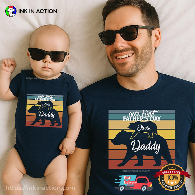 Custom Our First Father’s Day Matching Daddy Bear T-shirt