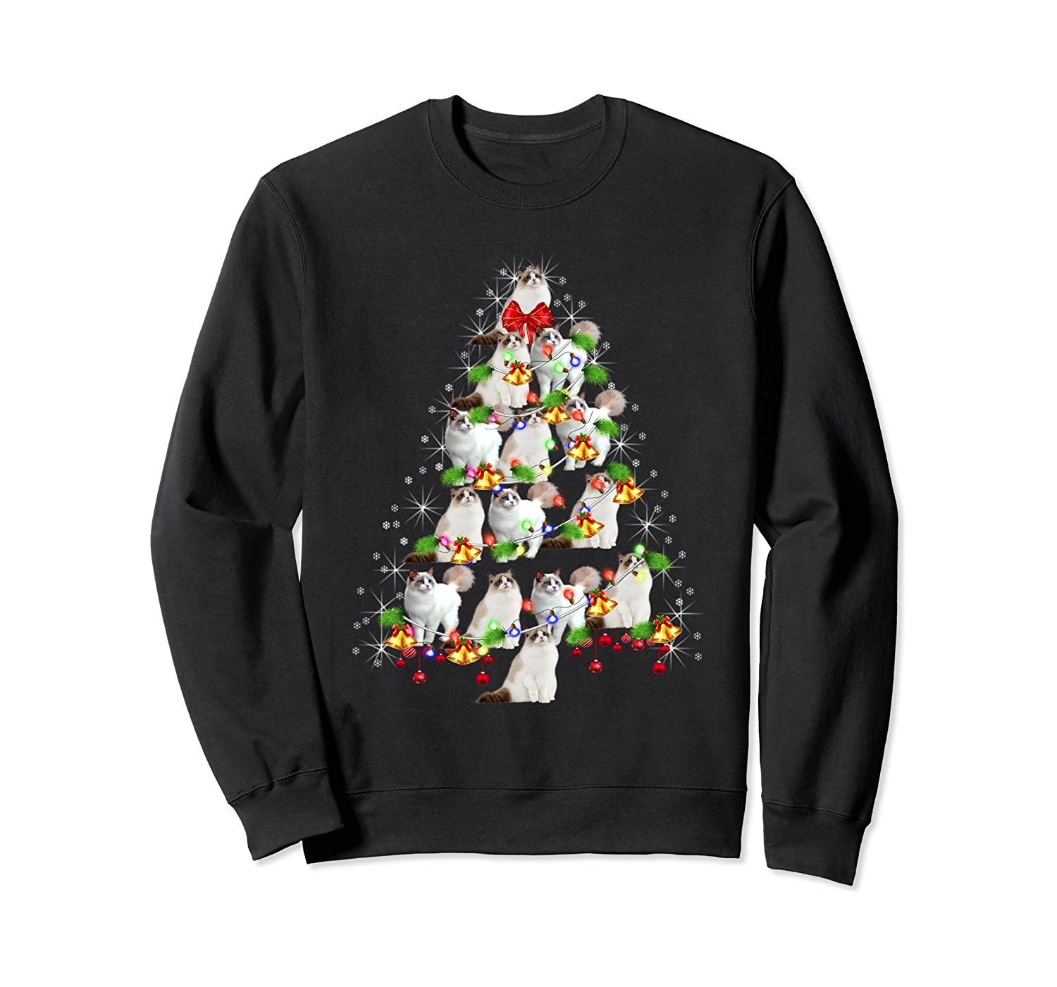 cat christmas tree sweatshirt