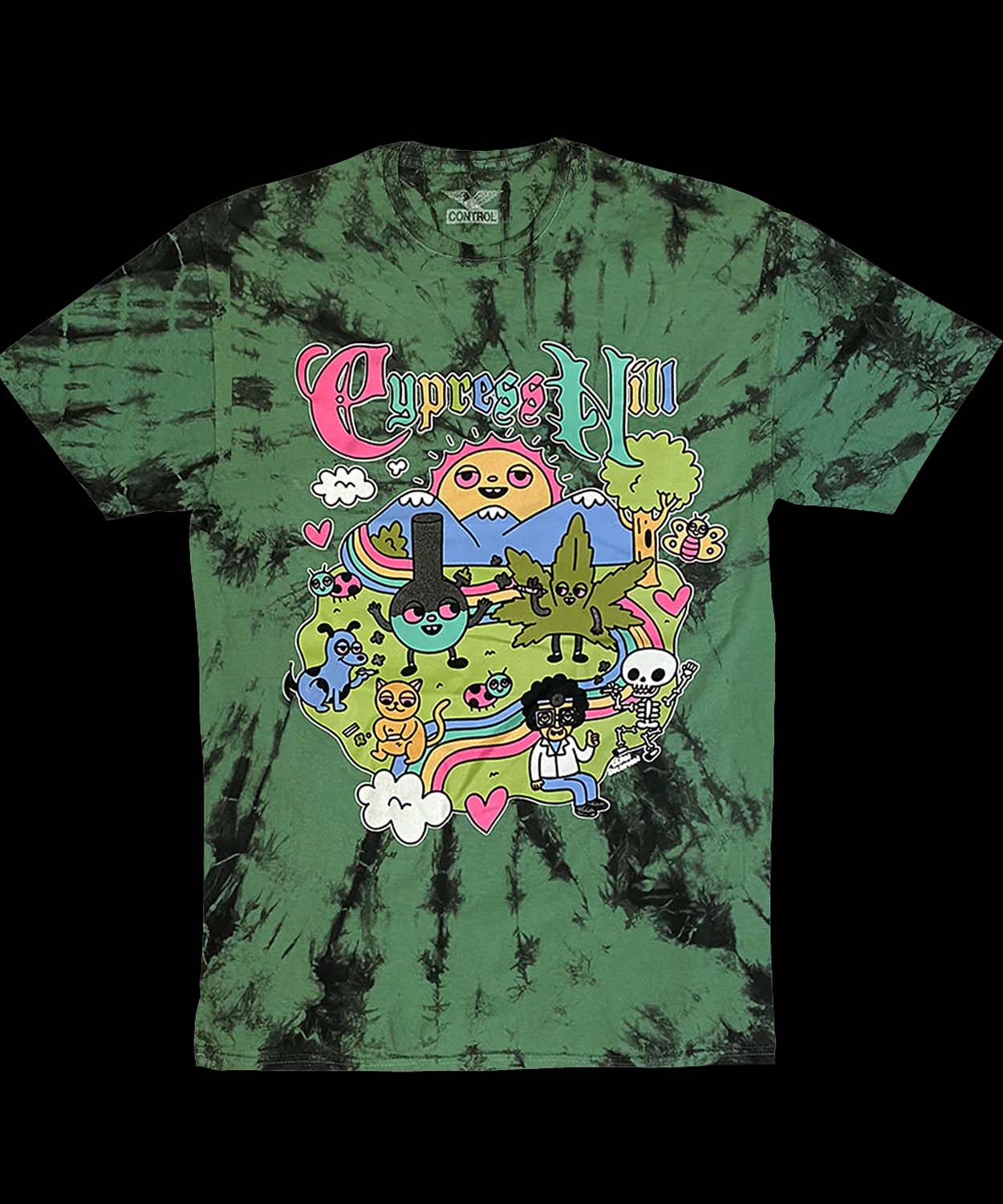 Cypress Hill Merch Cypress Hill Sean Solomon’s Happy Time T-shirt In Green And Black Tie Dye