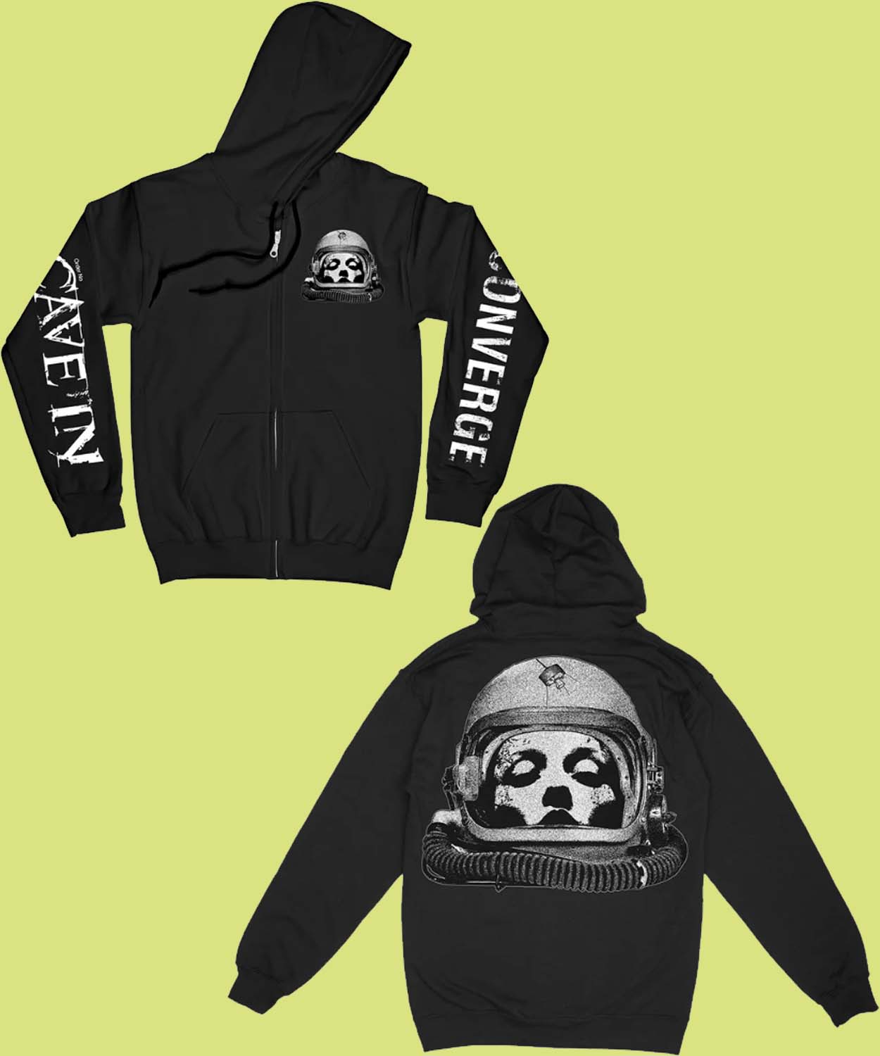 Deathwish Inc Merch Converge & Cave In Mashup Black Zip Up Sweatshirt