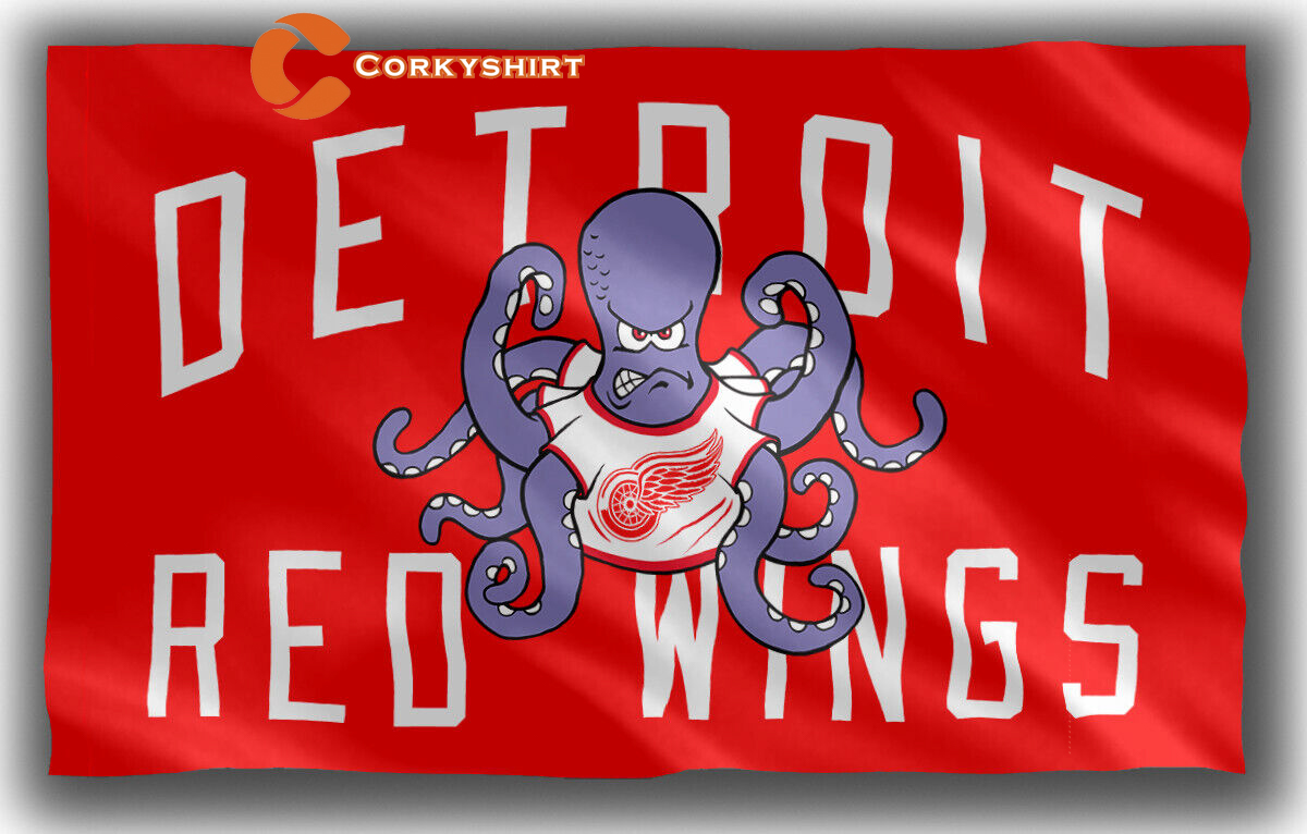 Detroit Red Wings Hockey Team Octopus Flag 3×5 Banner