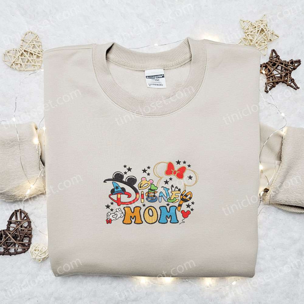 Disney Mom Embroidered Shirt, Disney Characters Embroidered Hoodie, Mother’s Day Gift Idea