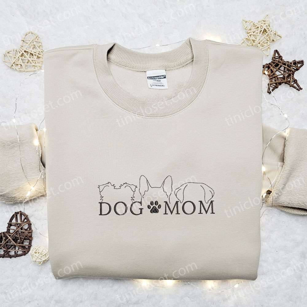 Dog Mom Embroidered Shirt, Animal Embroidered Hoodie, Best Mother’s Day Gift
