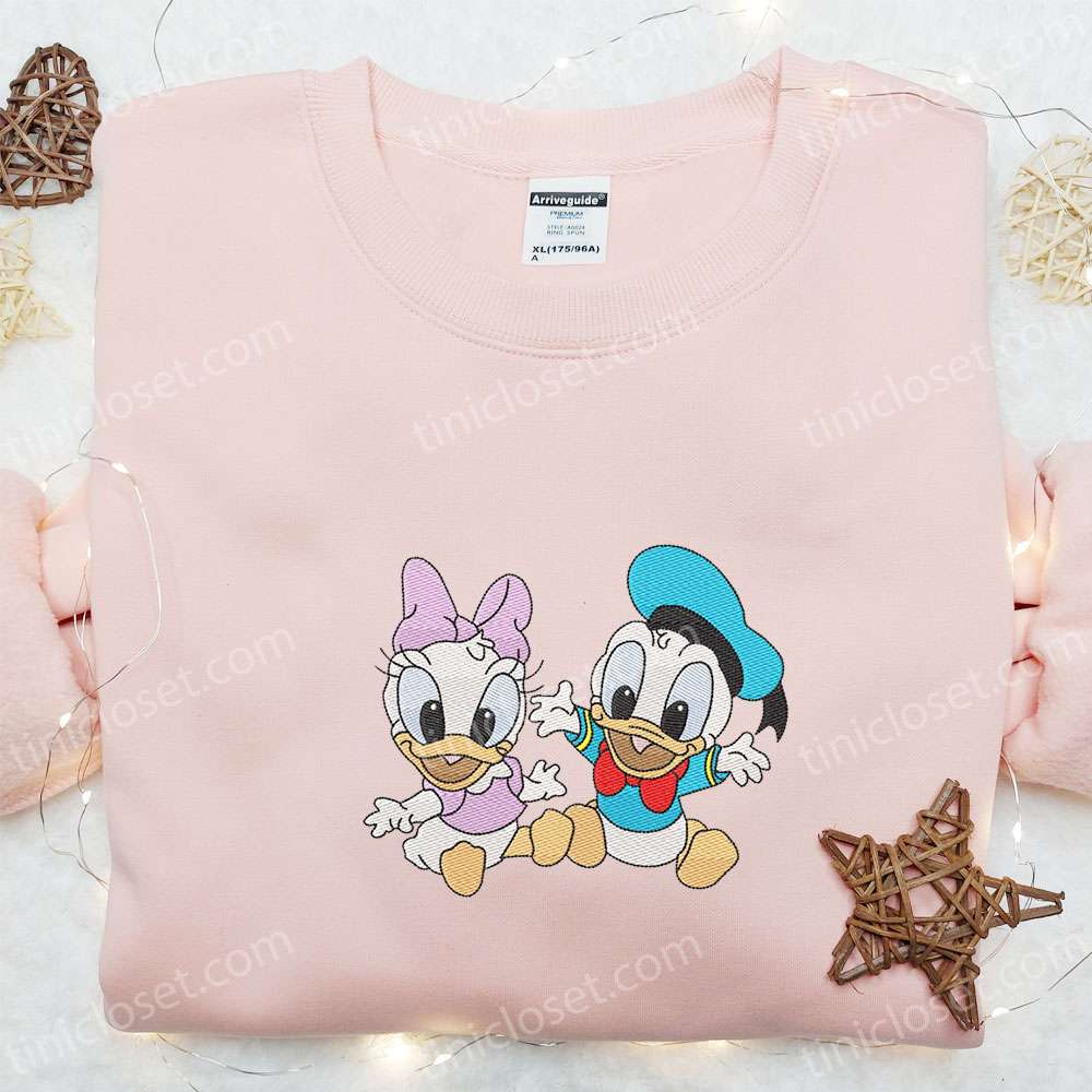 Donald And Daisy Couple Embroidered Shirt, Disney Characters Embroidered Shirt, Best Valentine’s Day Gift Ideas