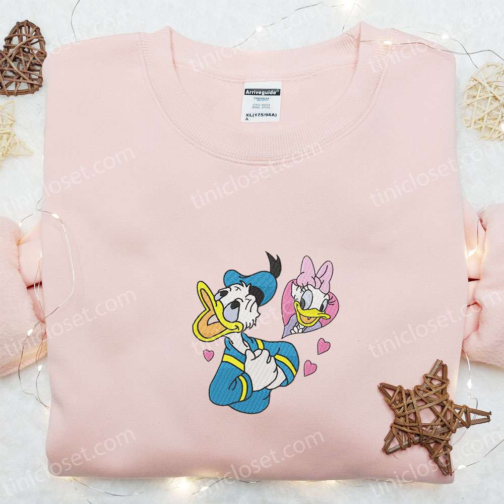 Donald Thinking Of Daisy Embroidered Shirt, Disney Characters Embroidered Shirt, Best Valentine’s Day Gift Ideas