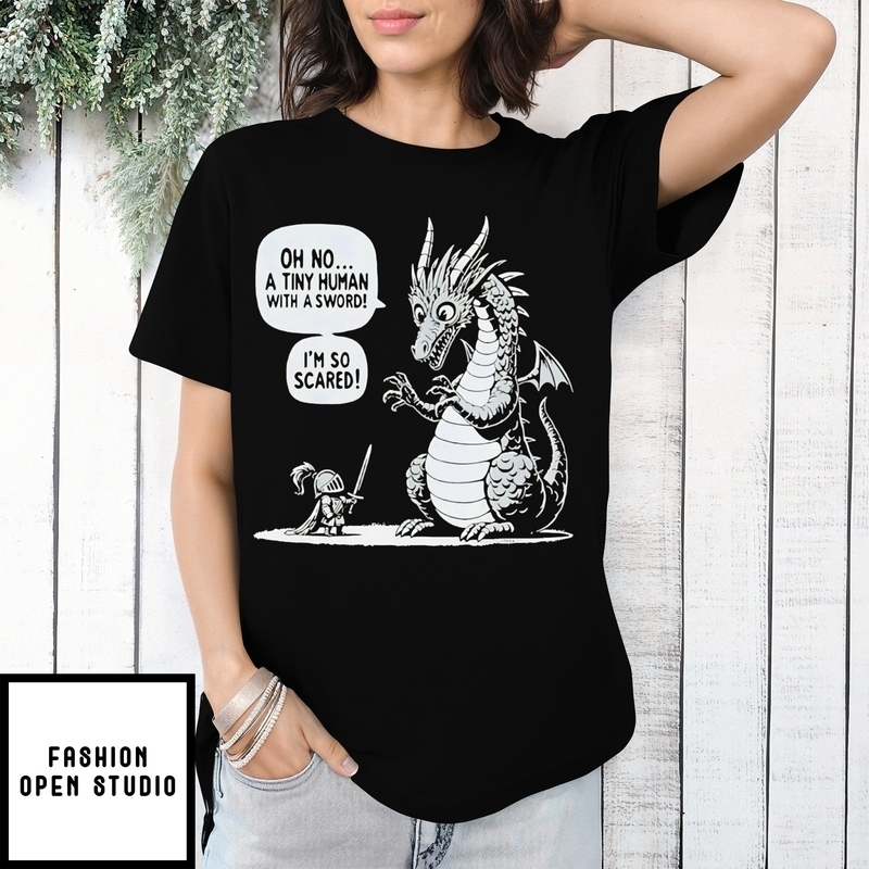 Dragon Oh No A Tiny Human With A Sword I’m So Scared T-shirt