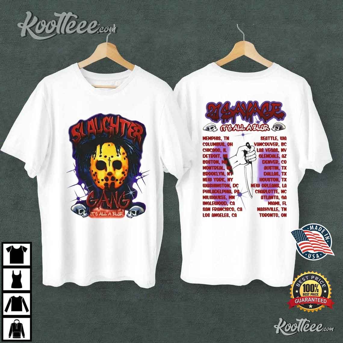 Drake 21 Savage Slaughter Gang It’s All A Blur Tour 2023 T-shirt
