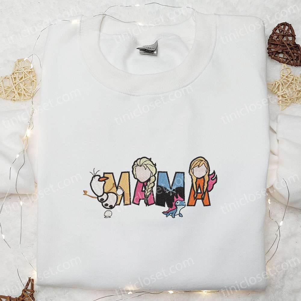 Elsa And Anna Mama Embroidered Shirt, Disney Frozen Embroidered Hoodie, Mother’s Day Gift Idea