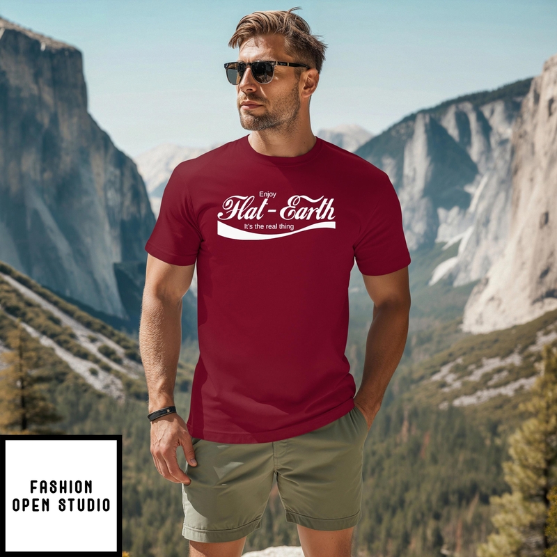 Enjoy Flat Earth It’s The Real Thing Coca-cola Logo Parody T-shirt
