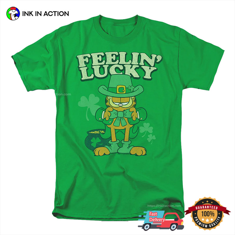 Feelin’ Lucky Garfield Gnome Funny St Patricks Day Shirts
