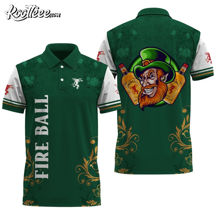 Fireball Whisky St Patrick’s Day Leprechaun Polo Shirt