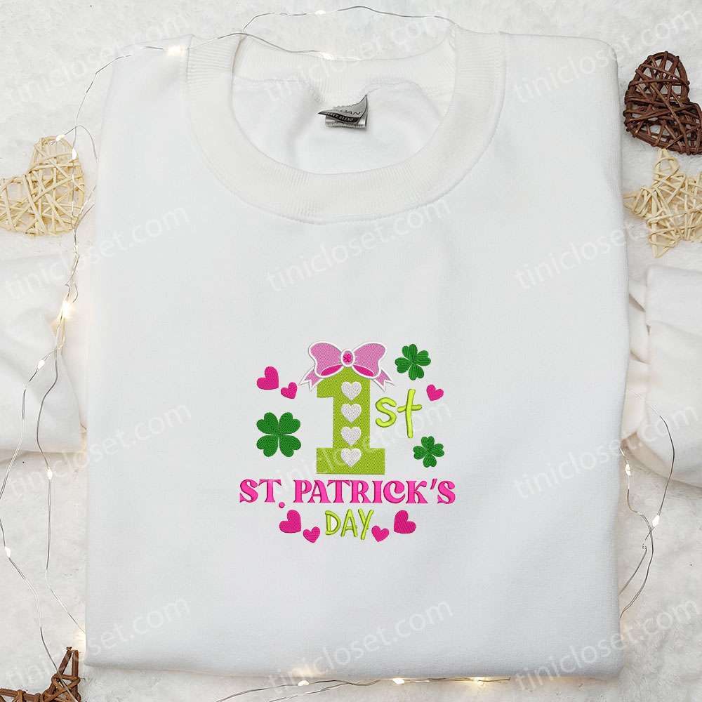 First Saint Patrick’s Day Embroidered Shirt, Saint Patrick’s Day Embroidered Hoodie, Birthday Gift Ideas